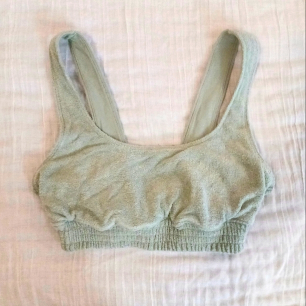 Light Sage Terry Crop Top Gilly Hicks Sz Small